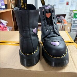 Dr. Martens Black Boots with Pink Heart Details